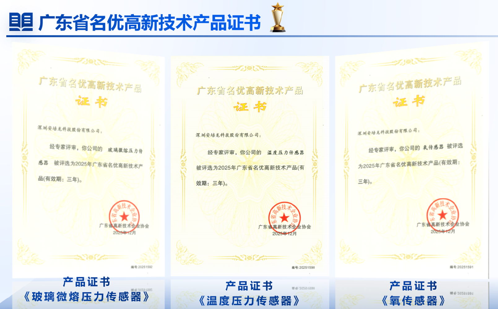喜讯！安培龙三款传感器获评“广东省名优高新技术产品”荣誉